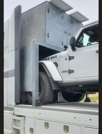 White Jeep Wrangler being loaded onto an RVHauler CANBed truck with a CANDrom.
